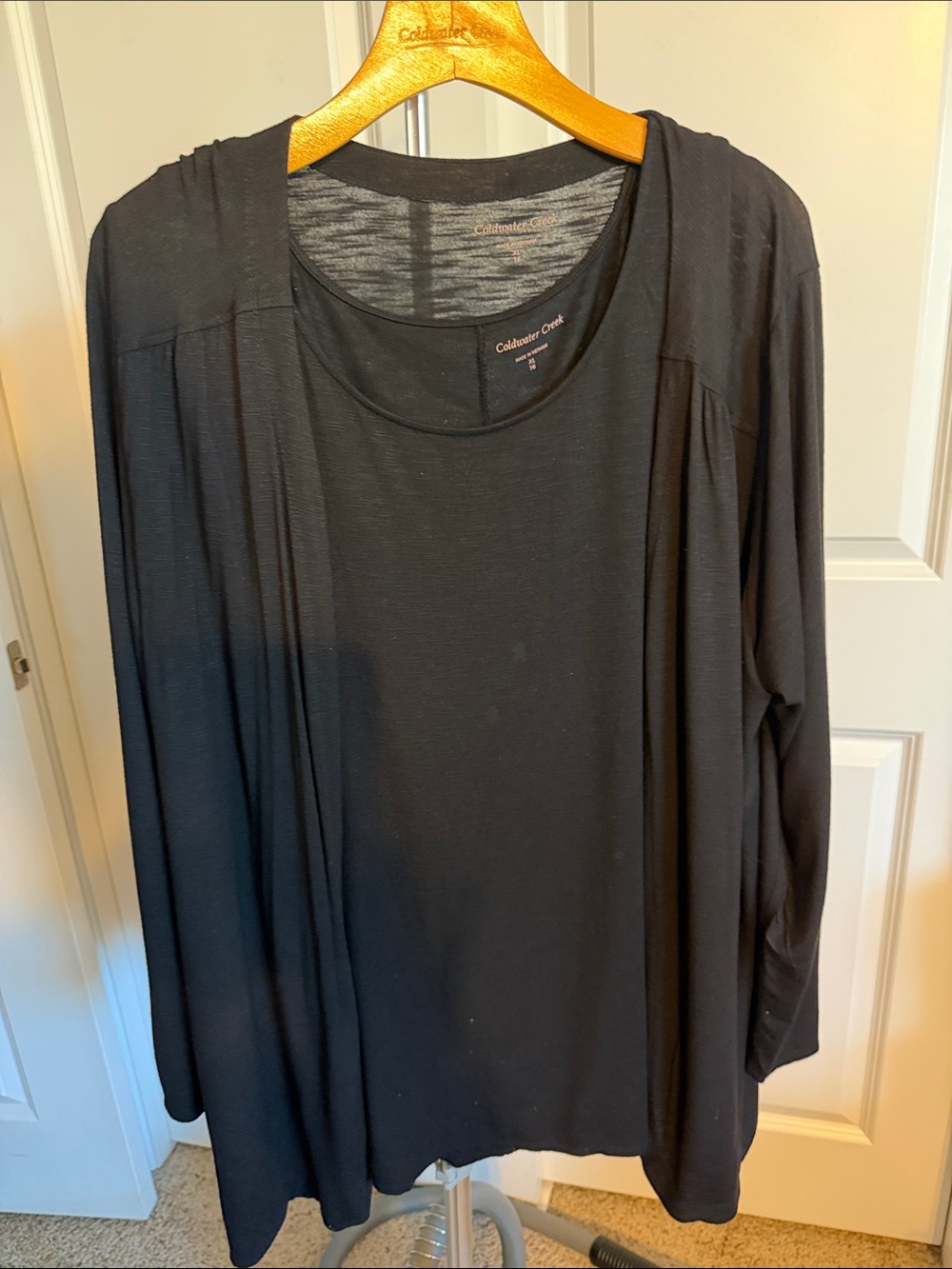 Coldwater Creek Black Layered-Front Scoop Neck Tunic